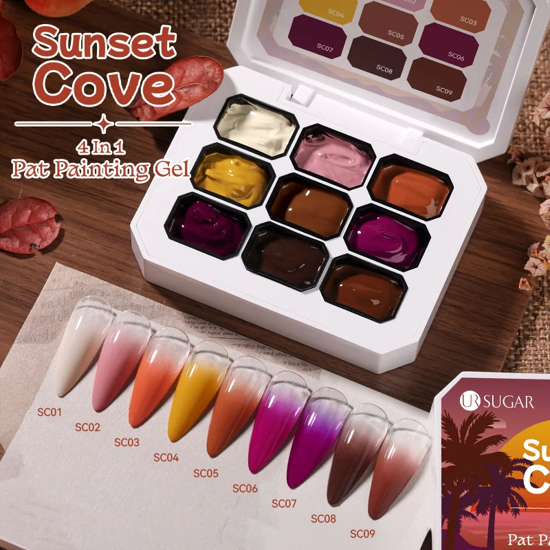 UR SUGAR 9 Colors 4 In 1 Pat Painting Gel Y2K Gradient Blush Color Semi Permanent Soak Off UV&LED Gel Nail Art Creation Salon DI