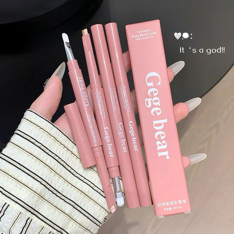 Bicolor Under Eye Pencil 2 In 1 Brightening Highlighter Nude Pink Shadow Stick Aegyo Sal Lying Silkworm Eeyshadow Lash Makeup