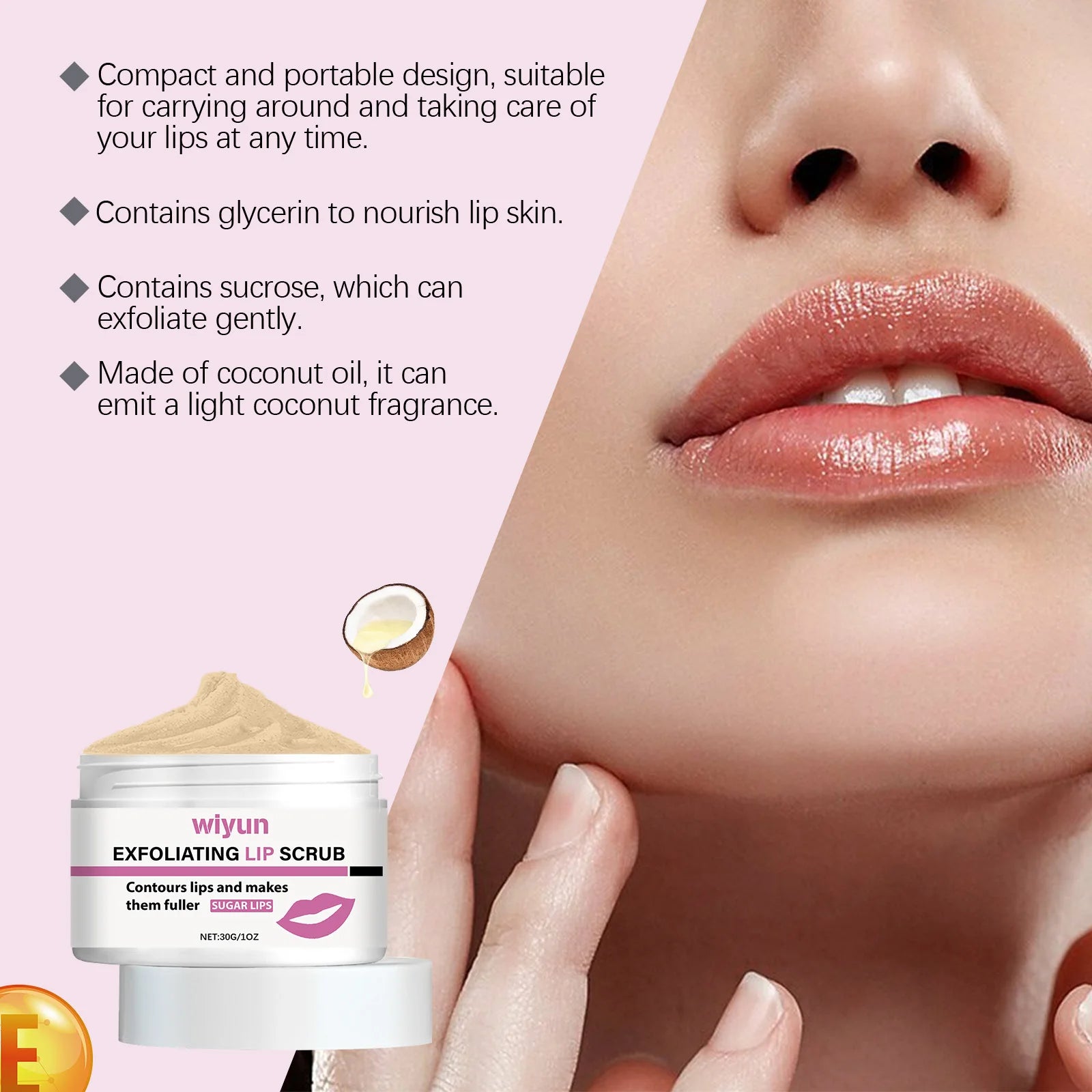 Gentle Lip Scrub, Exfoliating & Moisturizing Lip Care, Hydrating Sugar Scrub for Soft Smooth Lips