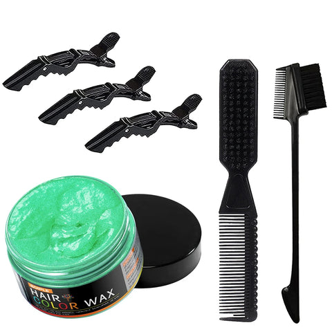 Hair Color Wax Unisex Long Lasting Dye Cream Temporary Coloring Styling Pomade Gel with Brush Comb Dye Molding Paste 11 Colors