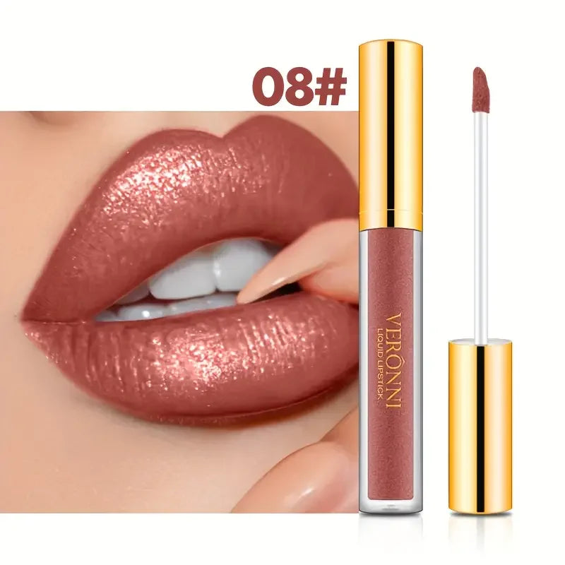 10 Color Glitter Liquid Lipsticks Shimmer Shiny Lipgloss Pearlescent Lip Tint Waterproof Long Lasting Matte Diamond Lips Glaze