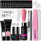 Poly Nail Gel Set for Extension Nails, Long Lasting, Natural-looking, Strong Builder Enhancement for Salon Manicure DIY at Home