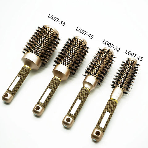 Aluminum Tube Round Barrel Hair Curling Brush Anti Static Round Rolling Brush Pro Barber Hair Rolling Brush Salon Styling Tools