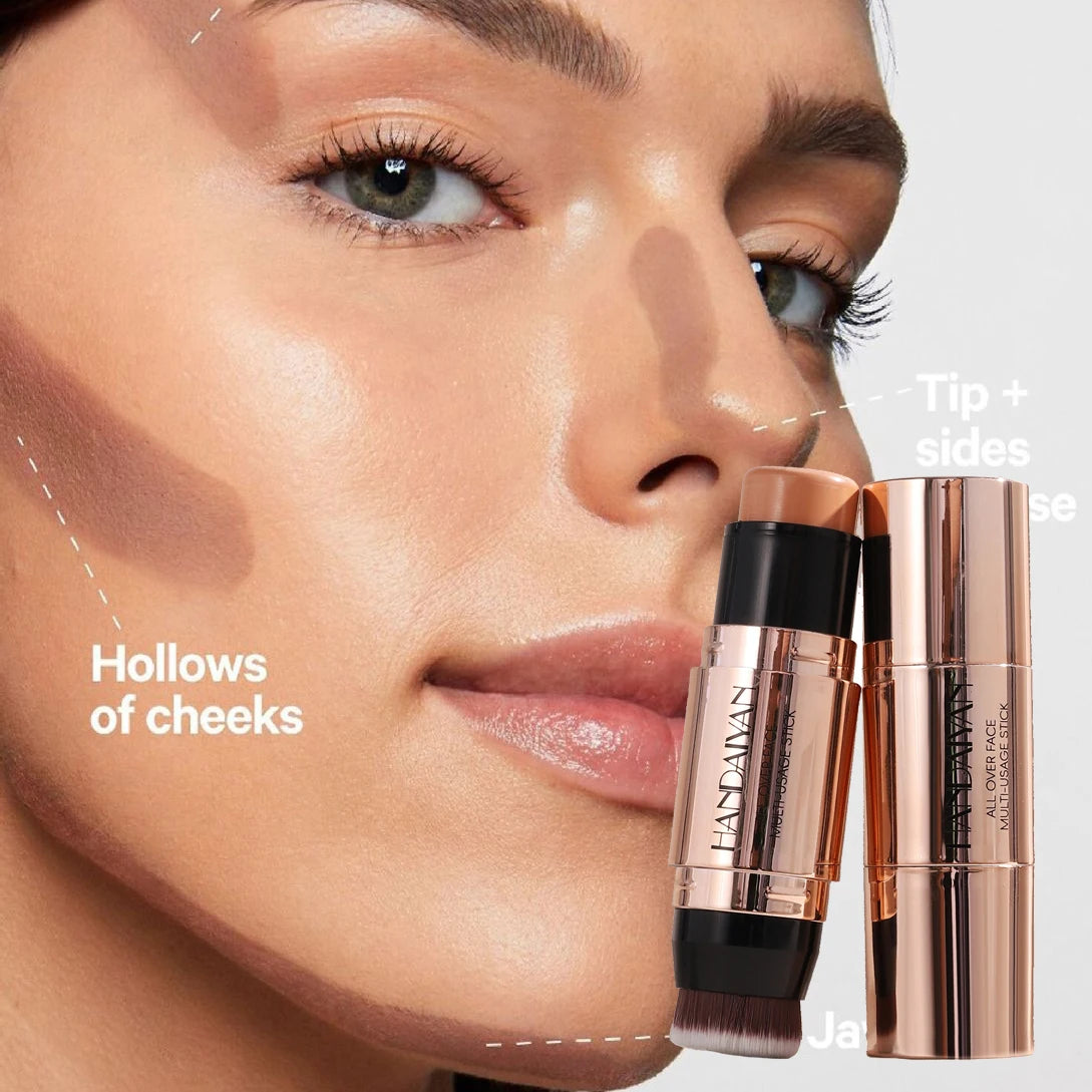 Double-head Face Bronzer Contour Stick Cream Makeup Light Dark Shadow Lasting Concealer Facial Brighten Contouring With Brush