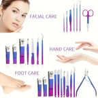 6/9/18/26pcs Manicure Set, Stainless Steel Gradient Professional Pedicure Kit Nail Scissors Grooming Kit With Travel Case