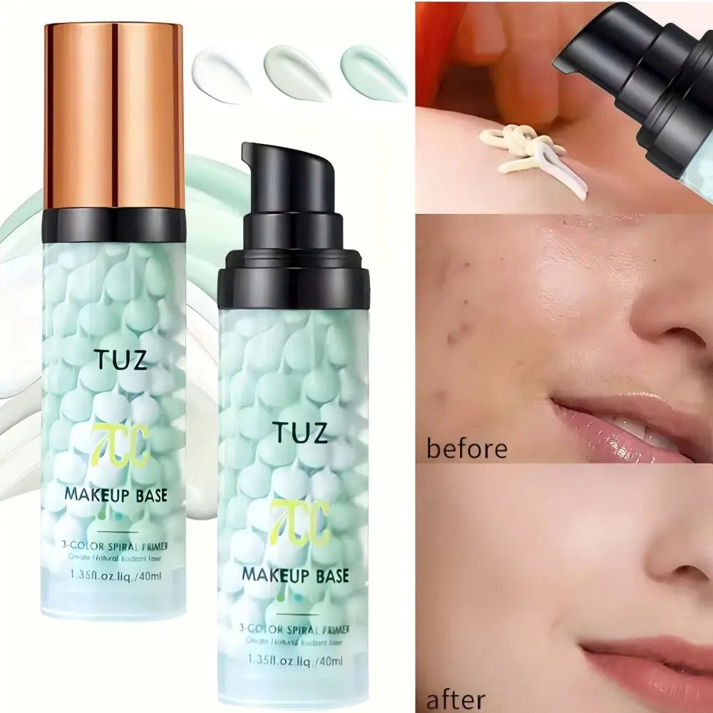 Face Makeup Primer Tri-color Cream Contour Color Isolation Waterproof Makeup Foundation Natural Makeup Base Cream
