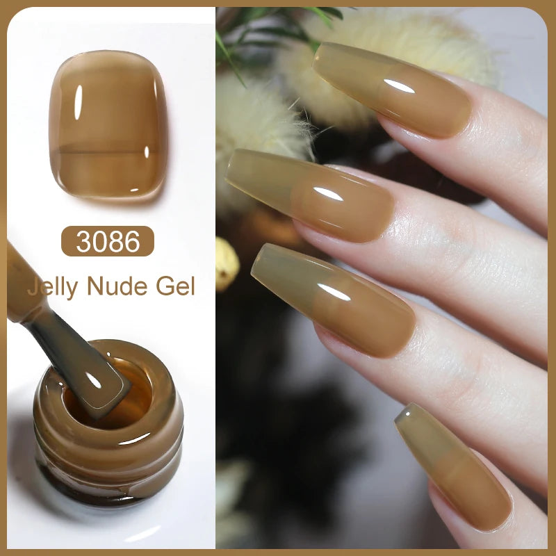 Arte Clavo Transparent Nude Pink Color Jelly Gel Nail Polish Semi Permanent 15ml Top Coat Soak Off UVLED Varnish Nail Art Design