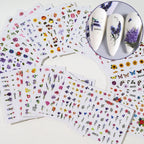 30Pcs/set Colorful Butterfly/Flowers Nail Stickers Kawaii Cute Mini Rose/Lavender/Sunflower Nail Decal DIY Adhesive Nail Floret