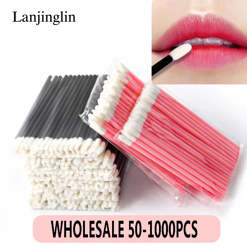 Lanjinglin Wholesale 50-1000pcs Lip Brushes Cosmetic Lip Brush Lipstick Lip Glossy Wands Cleaner Applicator Makeup Brush Tool