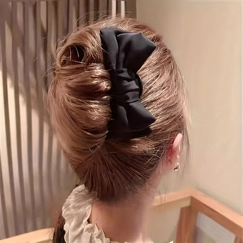 1pc Fashion Women's Bow U-shaped Hair Clip Suitable for Girl Daily Wear Accessory Elegant Black Boutique Hairpin Hair Accessory