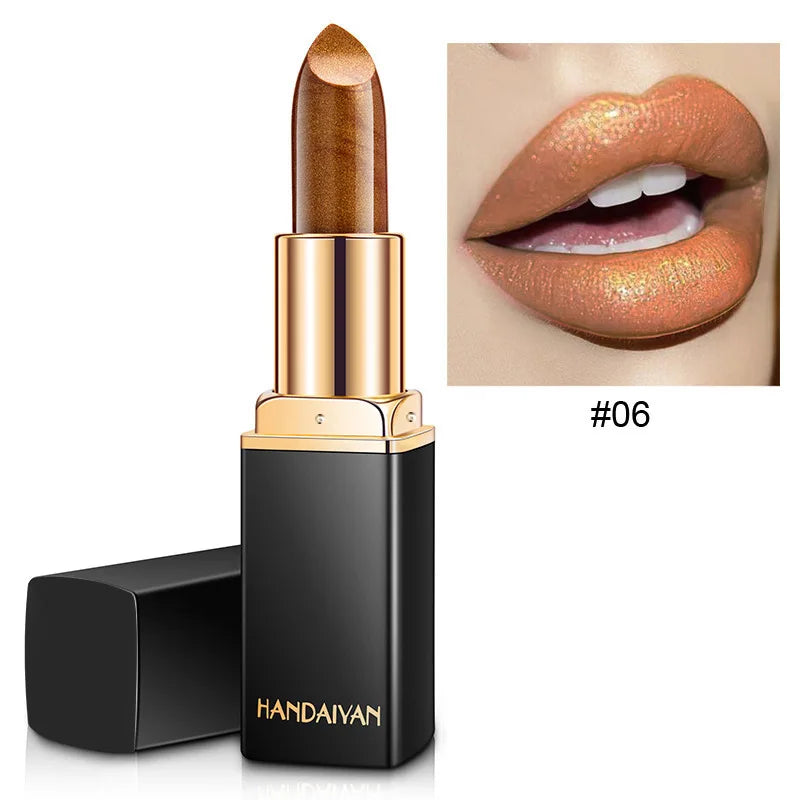 Mermaid Maggie Lipstick 9 Colors Long Lasting Shiny Metallic Lipsticks Pearls Changing Warm Gold Plated Women Lip Cosmetics