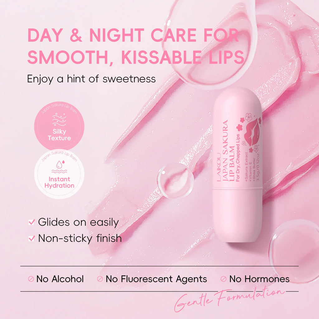 LAIKOU Sakura Lip Balm Nourishing,Refreshing,Hydrating and Moisturizing Preventing Cracking Repairing for Daily Care Lip Balm