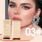 2-in-1 Concealer Eraser Dual-Head Foundation Stick with Brush Head Nine Colors European and American Waterproof Non-Caking Solid Foundation Cream 15G/Stick - 1 Stick
