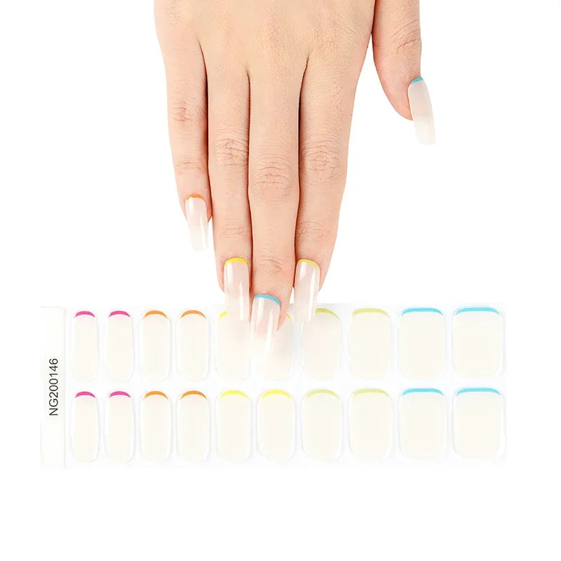 Leopard Semi-Cured Gel Nail Strips Simple Transparent Color Adhesive Long Lasting Gel Nail Stickers Harden In UV Lamp Need