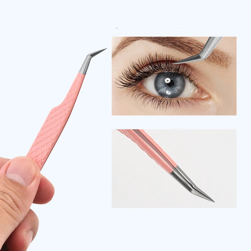 1PC Anti-static Precision Fiber Tip Tweezer Eyelash Extension Eyebrow Set Stainless Steel Beauty Precision Tweezers Makeup Tools