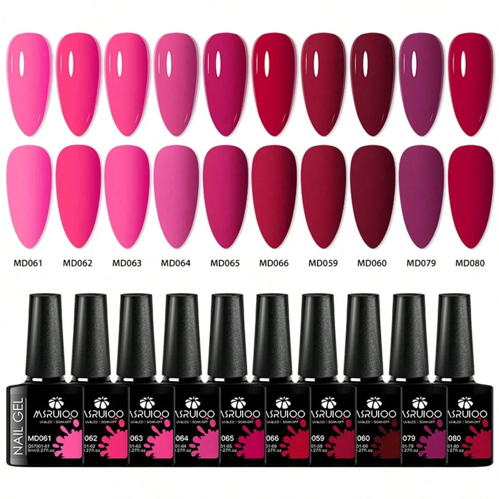 10pc Nail Gel Polish Set HEMA FREE All-Season Nails DIY Nail Art UV/LED Painting Vernis Manicure Kit Long Lasting Hybrid Gel