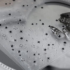 5D Luxury Star Nail Stickers for Nail Art Stars Black Silver Nail Decals Gilding Hollow Out Five-Pointed  Nail Art Design Slider