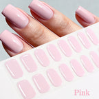 16Tips French Black Semi-Cured Nail Stickers With Glitter Long-Lasting UV Gel Nail Polish Wraps Full Cover Nail Art Decals Patch