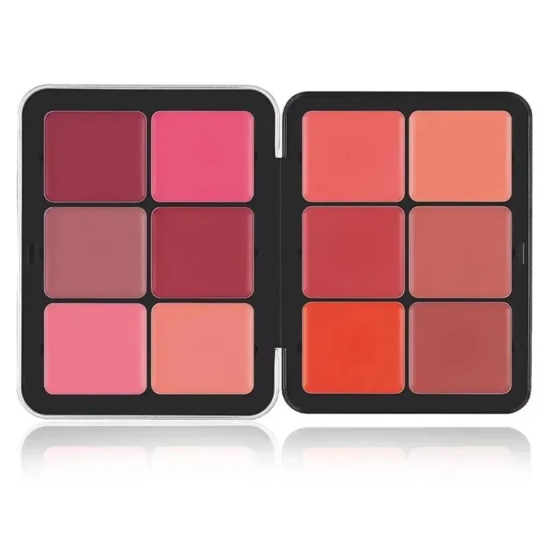 12-Color Iron Box Blusher Plate Multi-Color Cream Blush Plate Concealer Plate Contour and Highlighter Palette Makeup Blush Face