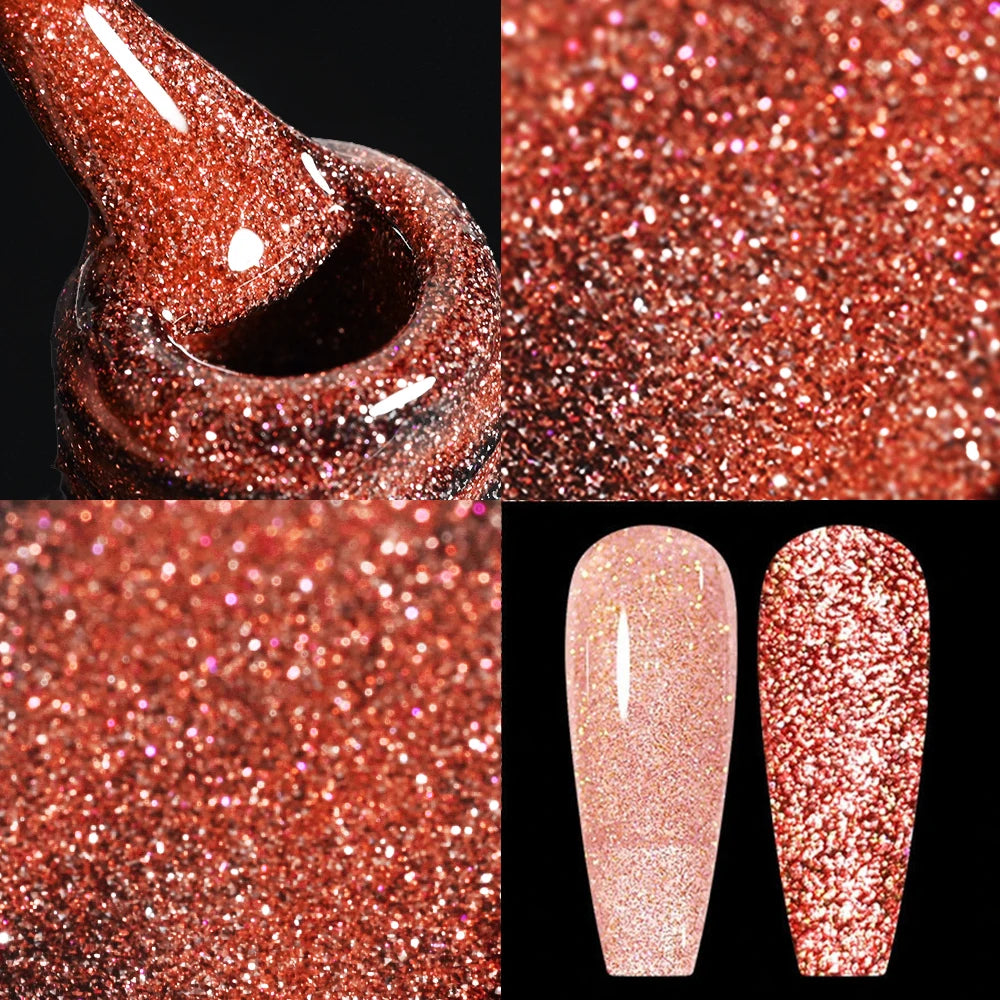 Gold Metallic Painting Nail Gel Liner Polish,3D Metal Mirror Effect Paint Drawing Nail Gel Build-in Brush Soak Off UV Chrome Gel