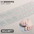 26Tips French Leopard Print UV Gel Toenail Sticker Bronzing Dye Gradient Cross-border Semi Baked Gel Nail Sticker UV Lamp Needed