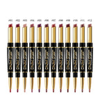 2 In 1 Matte Lipstick Pencil Double Head Lip Liner Pen Red Nude Long Lasting Waterproof Lady Charming Lip Pencil Makeup Tools