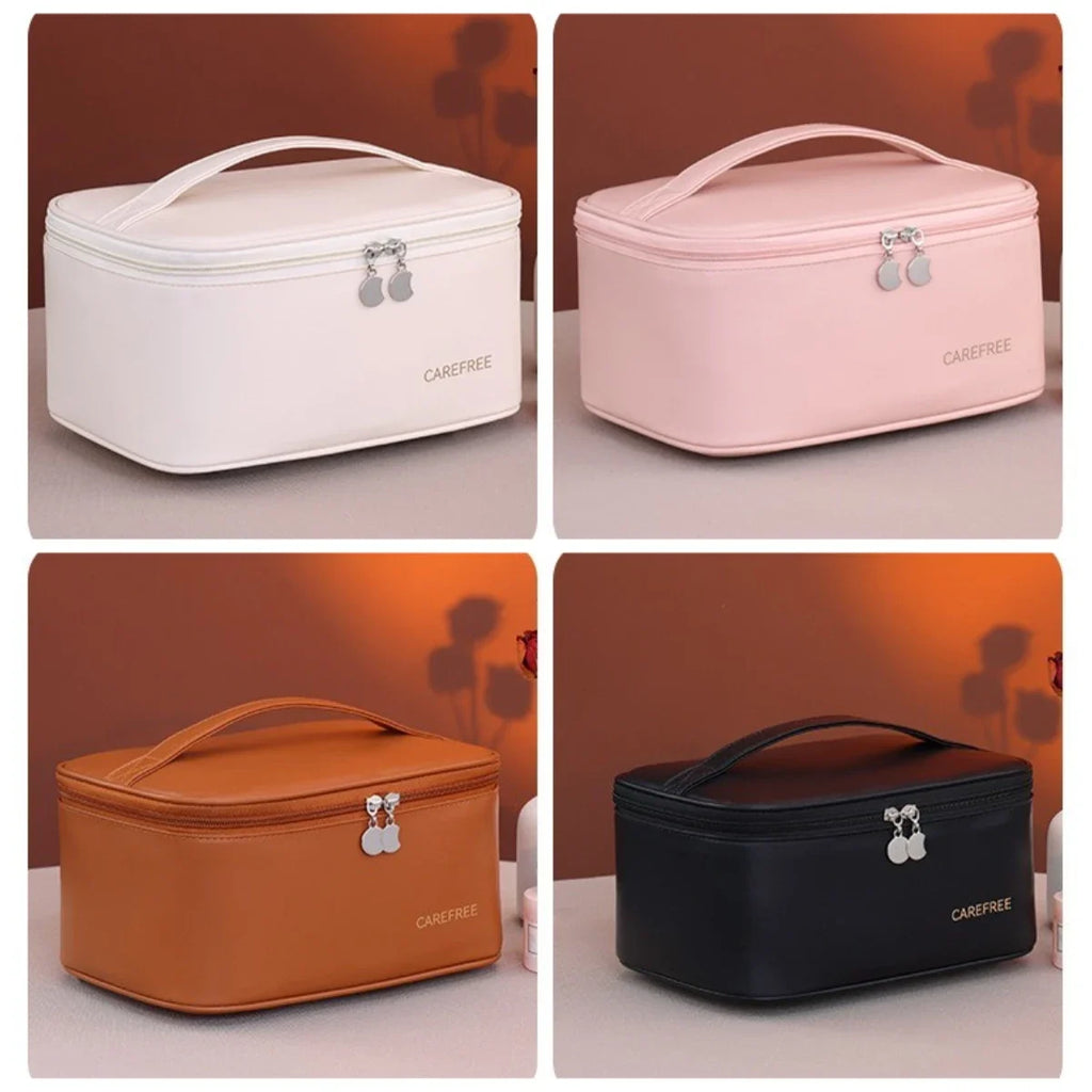 Luxury PU Makeup Bag for Women - Travel Cosmetic Organizer with Zipper Closure, Ideal for Vacation & Gift Use