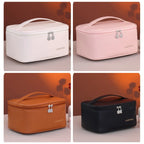 Luxury PU Makeup Bag for Women - Travel Cosmetic Organizer with Zipper Closure, Ideal for Vacation & Gift Use