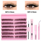 DIY Individual Eyelash Kit Volume Lash Clusters D Curl Soft Natural Lashes Extension with Bond and Seal Tweezers Festival Gift