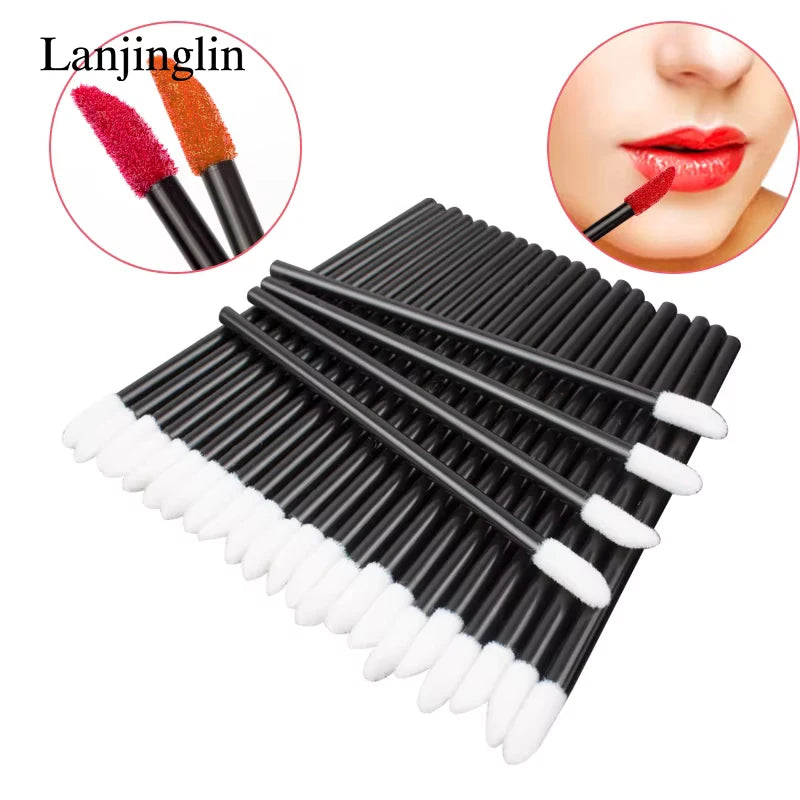 Lanjinglin Wholesale 50-1000pcs Lip Brushes Cosmetic Lip Brush Lipstick Lip Glossy Wands Cleaner Applicator Makeup Brush Tool