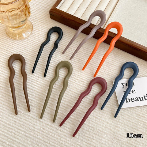 7Pcs/Set Matte U-Shaped Hair Sticks Fork Fashion Acetate Acrylic Hairpin Geometric Design Headwear Women Girls Hair Accessories