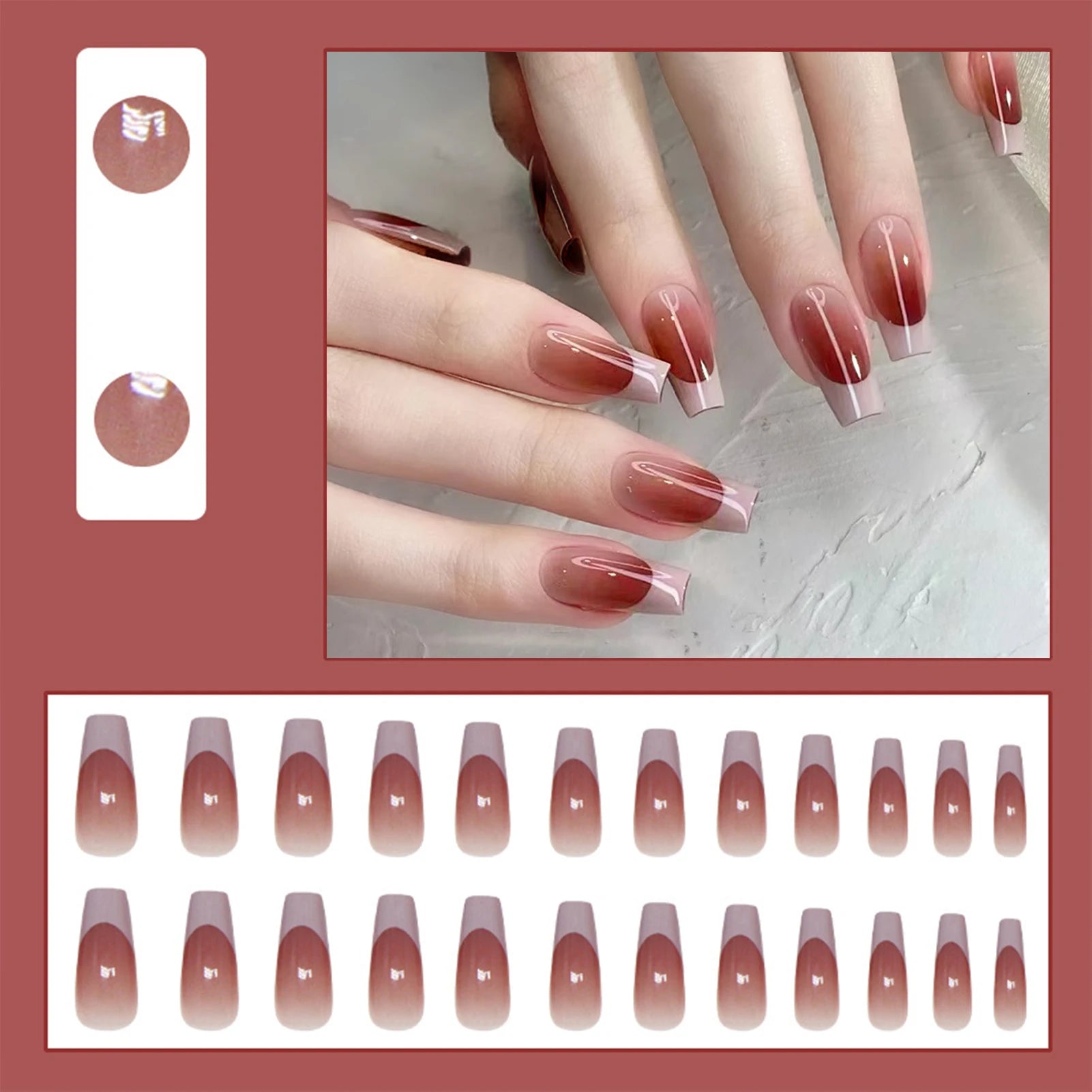 24pcs Y2k Star Press On Nails Gradient Black Mid-length Coffin False Nail Tips Full Cover Moon Designs Fake Nail For Cool Girls