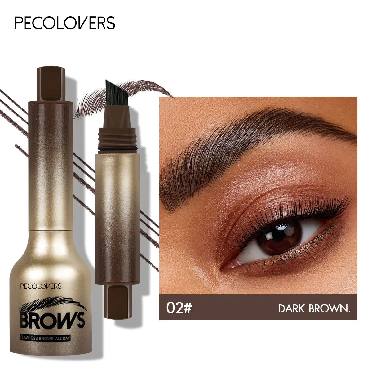 1pc 3D Wild Eyebrow Pencil Microblading Eyebrow Tint Pen Square Angled Brush Brow Dye Cream Anti-smudge Waterproof