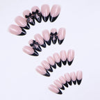 ARTAUG 96PCS Pressed French Almond False Nails With 3d Bow Pearl And Flower Designs, Reusable Acrylic False Nails