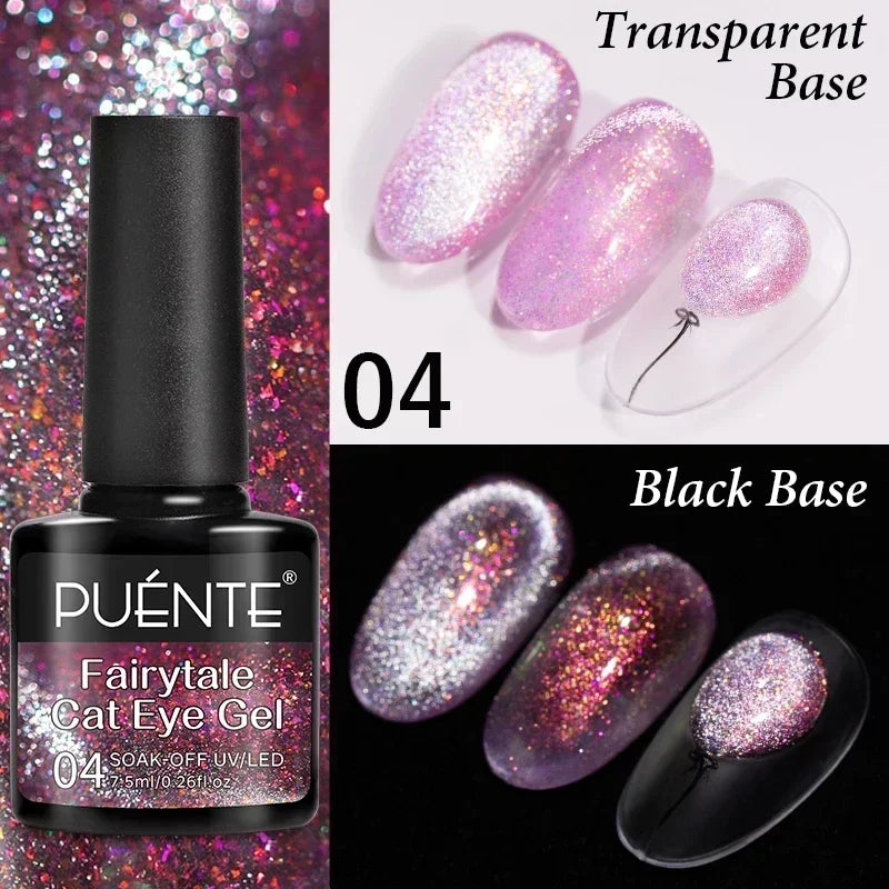 PUETNE 7.5ML Amber Moonlight Cat Magnetic Gel Nail Polish Winter Nails Jelly Glass Cat Eye Soak Off UV Semi-Permanent Varnish