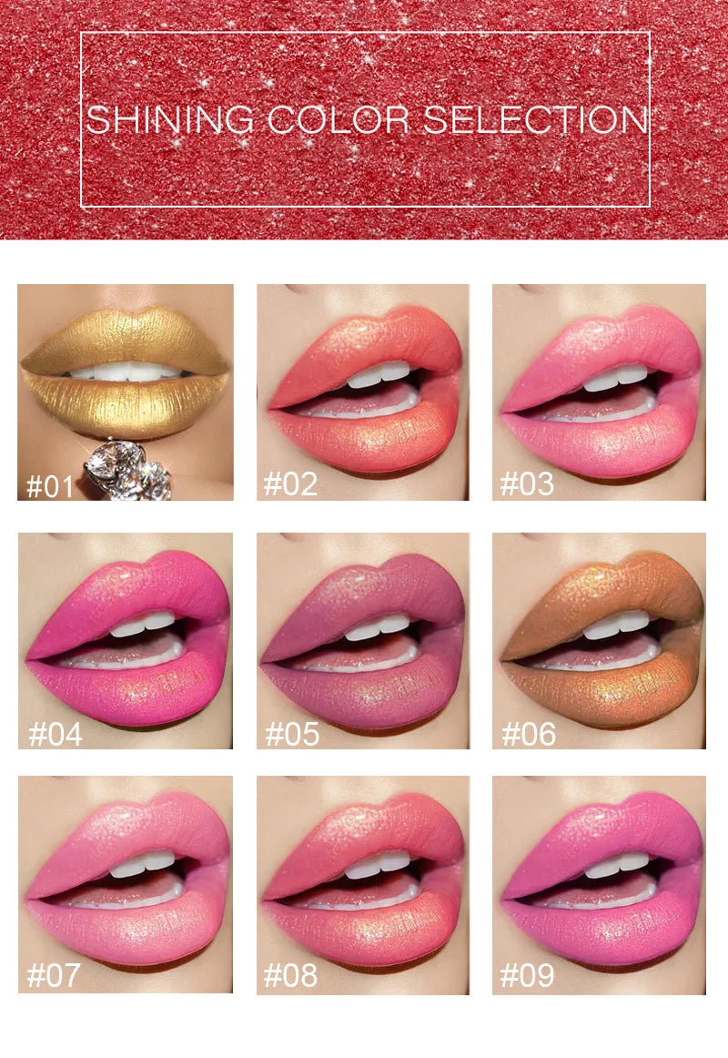 Mermaid Maggie Lipstick 9 Colors Long Lasting Shiny Metallic Lipsticks Pearls Changing Warm Gold Plated Women Lip Cosmetics