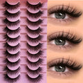 Fluffy False Eyelashes Wispy Lashes 3D Volume Strip Lashes D Curl Fake Eyelashes with Clear Band Eye Lashes