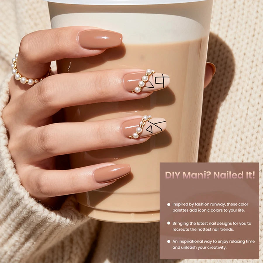 6Pcs Gel Nail Polish Set Milk Tea Popular Color UV LED Nail Gel for Nail Art Easy Apply & Soak Off DIY Home Manicure Salon Use