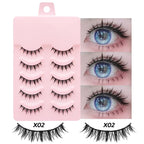DINGSEN 5 Pairs Manga Lashes Eyes Lashes Soft Natural Long Eyelashes Fake Lashes Anime Wispy Strip False Eyelashes Makeup