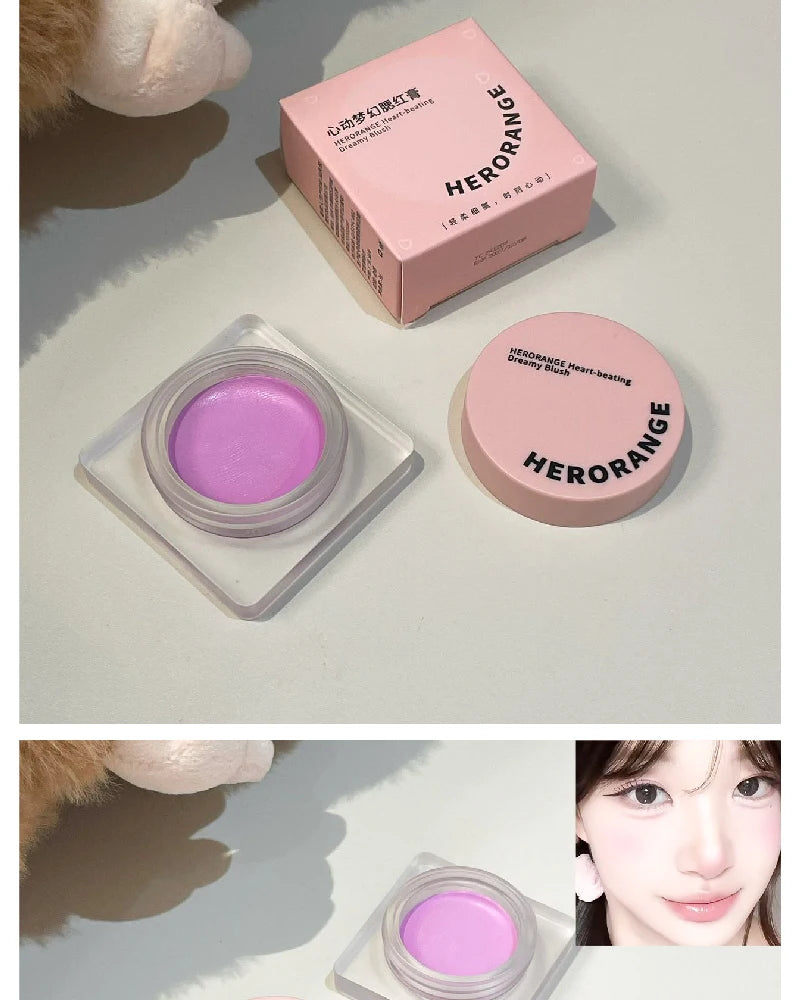 Monochrome Powder Blusher Cream Brightening Whitening Purple Lip and Cheek Dual-use Matte Natural Rouge Blush Tint Palette