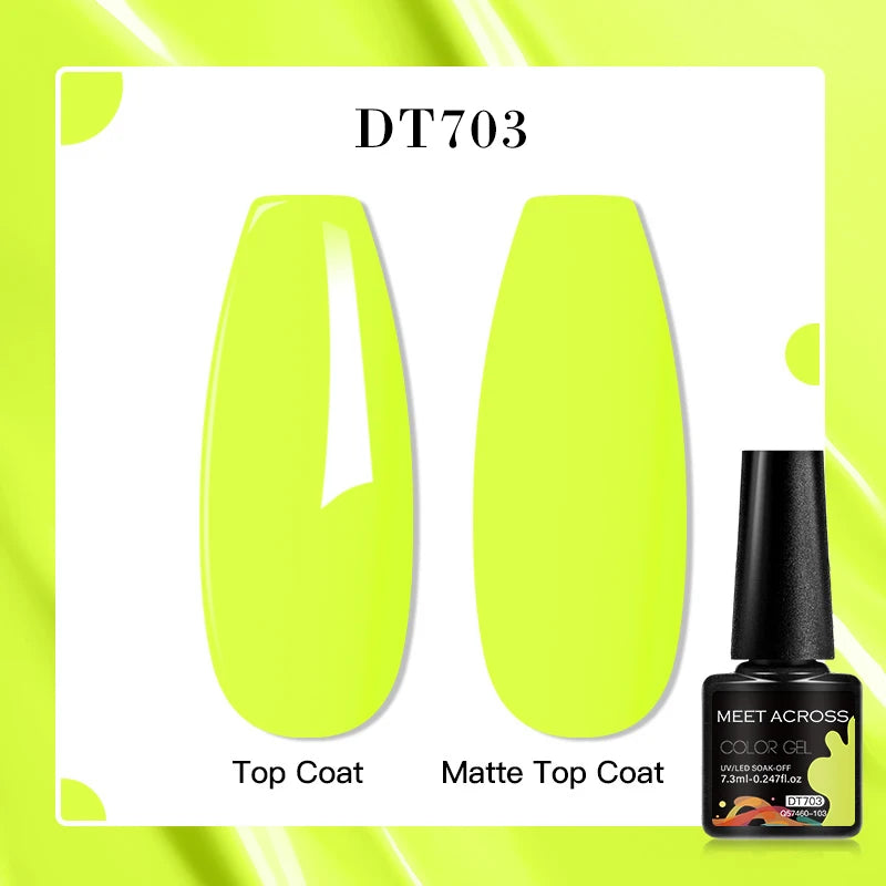 MEET ACROSS 7ml Red Blue Green Metallic Gel Nail Polish Super Bright Mirror Effect Semi Permanent LED UV Gel Nail Art Varnish