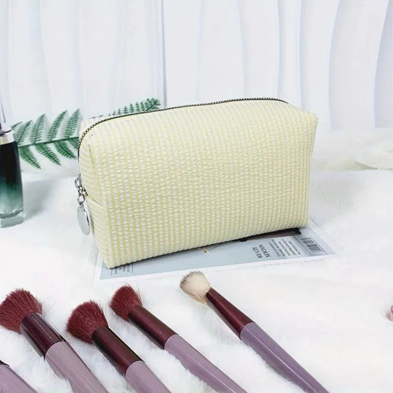 Personalized Striped Toiletry Bag - Custom Embroidered, Portable Polyester Cosmetic Storage, Ideal for Travel, School Dorm & Hom