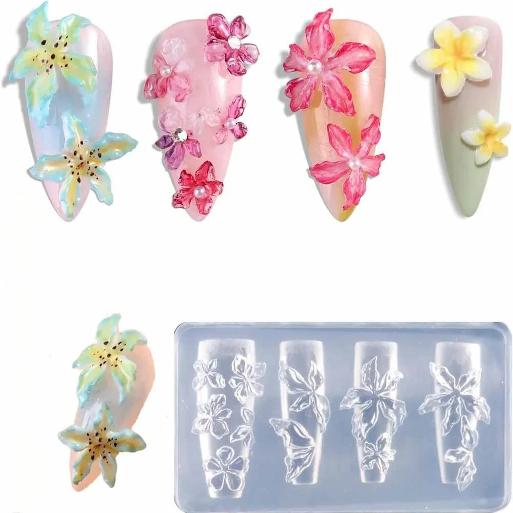 Cake Cream Lace Heart Silicone Nail Mold Sweet Y2K Nail Art Decorations Template DIY Design Transparent Manicure Stencils 1