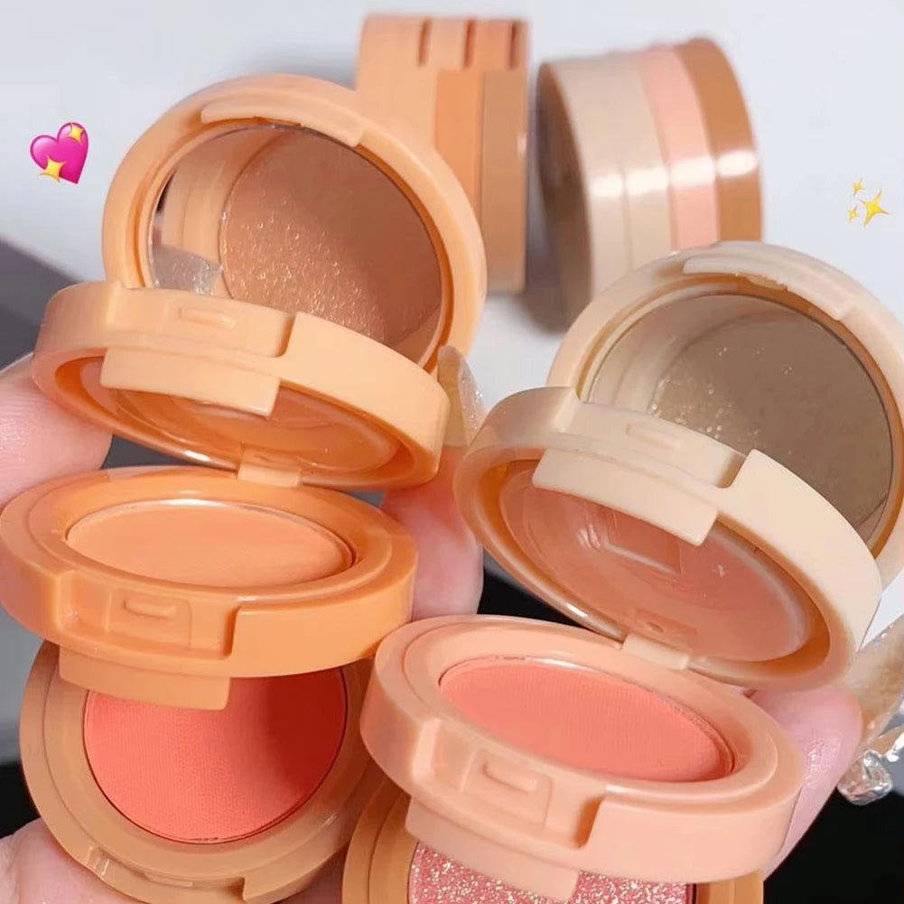 3 In 1 Blush Highlighter Palette Three-Layer All-In-One Powder Palette Pearly Blush Shiny Eyeshadow