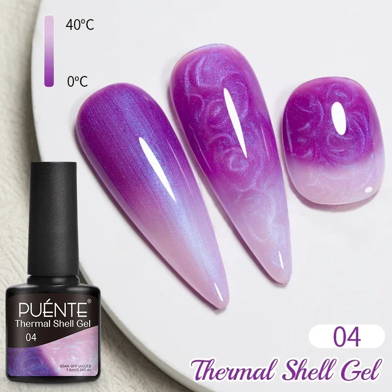 PUETNE 7.5ML Amber Moonlight Cat Magnetic Gel Nail Polish Winter Nails Jelly Glass Cat Eye Soak Off UV Semi-Permanent Varnish
