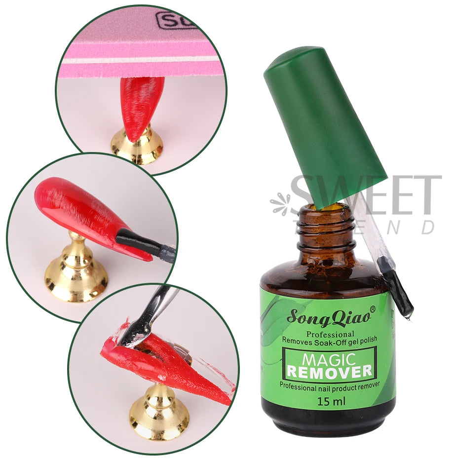 15ml Professional Remover Nail Gel Set With Pusher Magic Burst Soak Off Lacquer Degreaser Nails Cleanser Manicure Tools Supplies