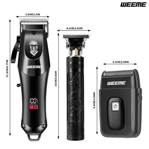 Professional Cordless Men's Barber Kit, 3-in-1 USB Rechargeable Hair Clipper & Beard Trimmer, Gift for Dad/Husband