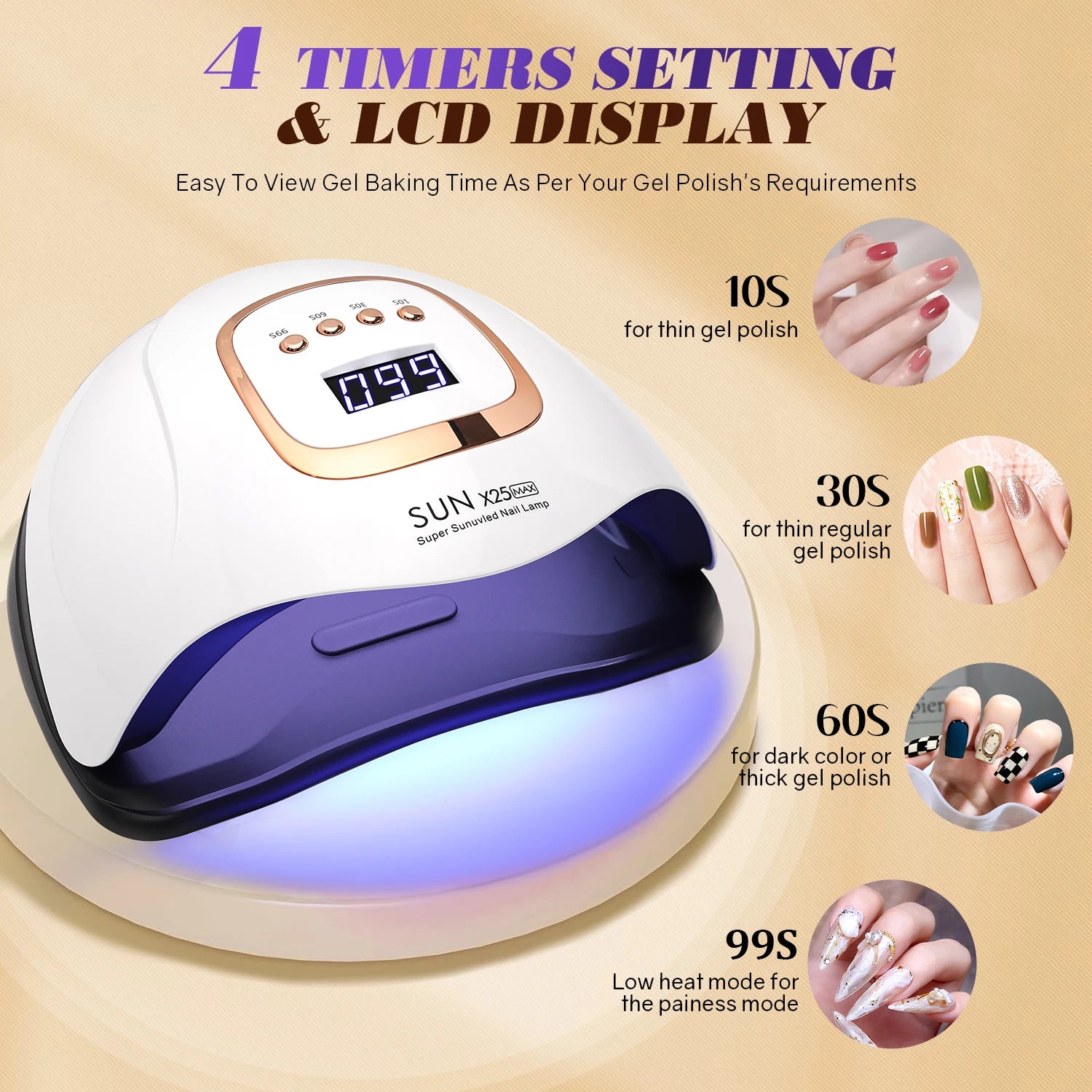 DianaBeauty 380W LED UV Lamp Dryer for Nails Gel Polish Drying Lamp with 4 Timer Setting Auto Sensor Professional Nail Light
