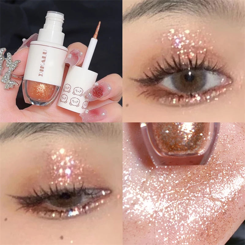 DIKALU Bear Bowling Ball A Teardrop Liquid Eyeshadow Eye Makeup Lying Silkworm Pearl Super Sparkle Glitter Fine Glitter Powder