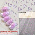 5D Gradient Love Gem Glitter Love Heart Colorful Cat's Eye Rhinestone Soft Self Adhesive Nail Art Stickers Shiny Manicure Decals